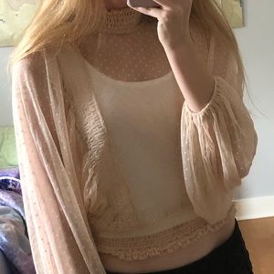 A.Peach Lace Blouse